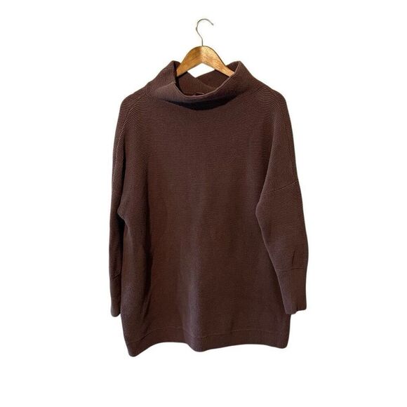 Free People Ottoman Slouchy Tunic Size Small oversized sweater ribbed knit mock - Picture 3 of 12
